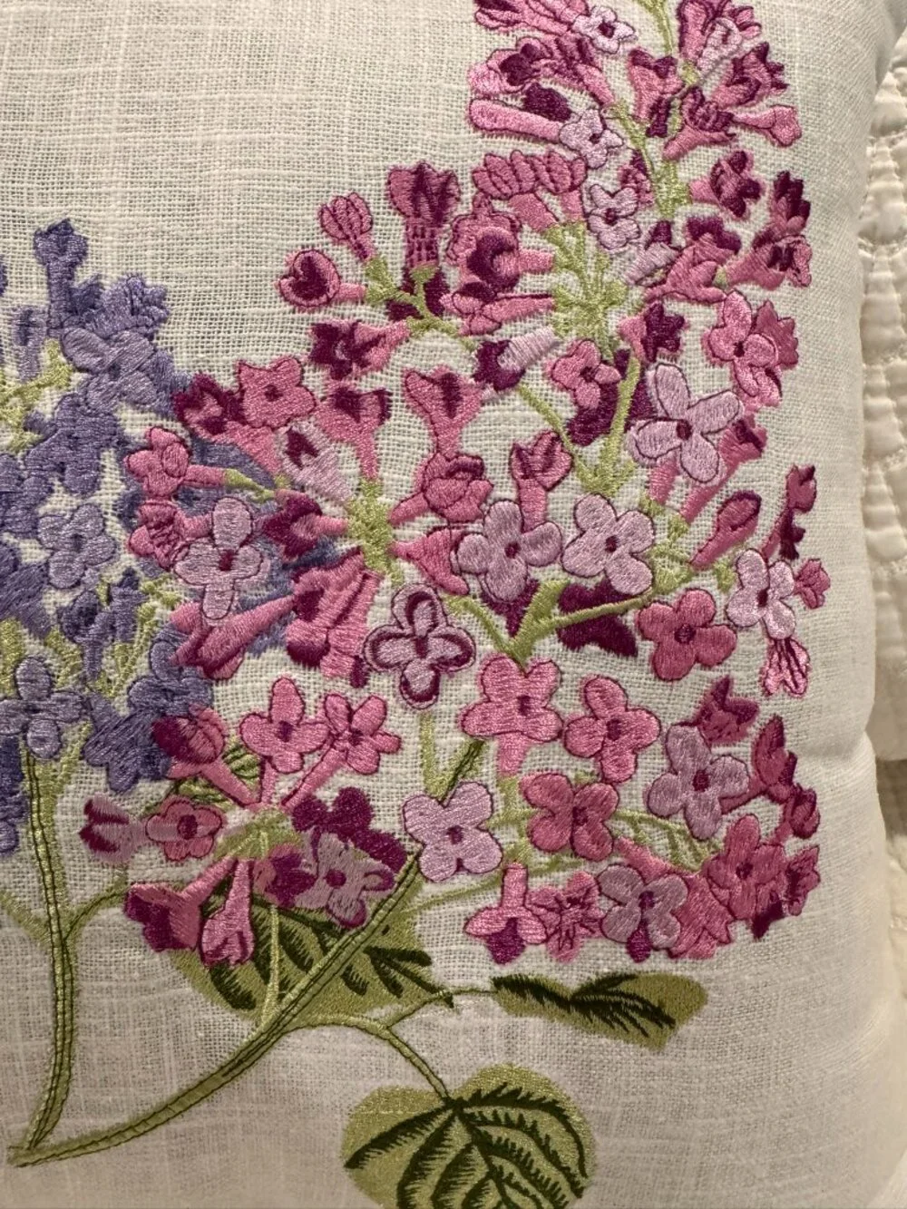 Peking Handicraft 16x16 Embroidered Floral Pillow NWT Pink Purple